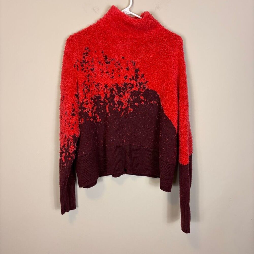 Lululemon Merino Wool Red & Maroon Fuzzy Mock Neck Pullover Sweater 6